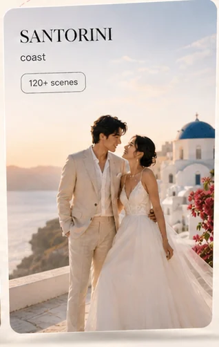 Santorini wedding photoshoot card