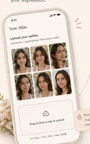 Phone upload interface with selfie thumbnails